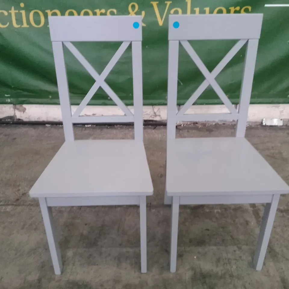 SET OF 2 NEW KENDAL GREY WOOD DINING CHAIRS 