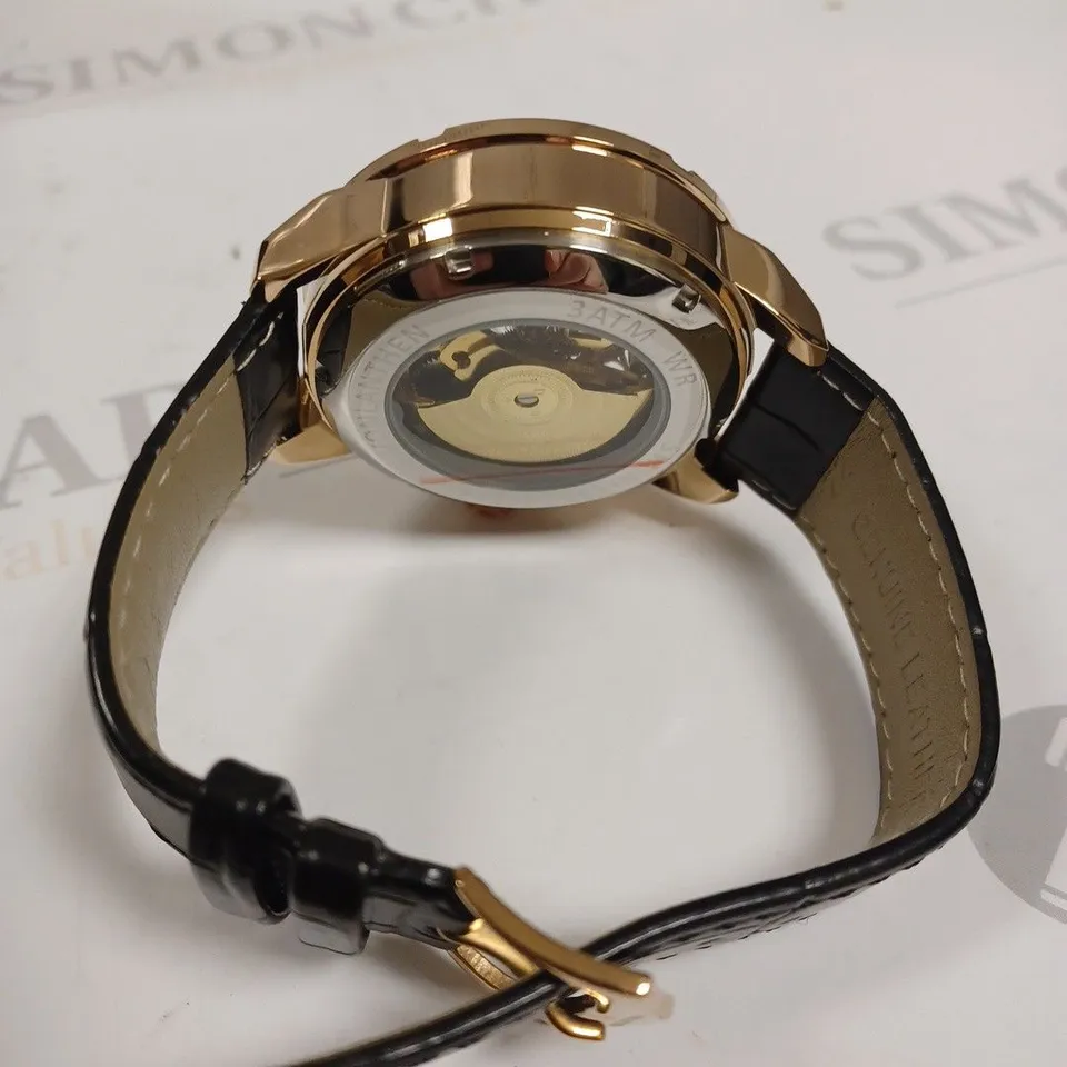 MENS VONLANTHEN AUTOMATIC SKELETON WATCH – V110 - GLASS EXHIBITION BACKCASE – BLACK LEATHER STRAP