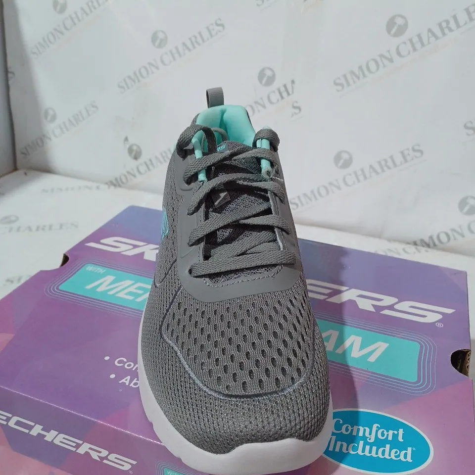 BOXED GREY SKETCHERS TRAINING SHOES SIZE 7 