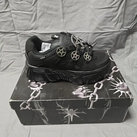 BOXED PAIR OF KOI NECROMANCER CHUNKY PLATFORM TRAINERS IN BLACK - 6