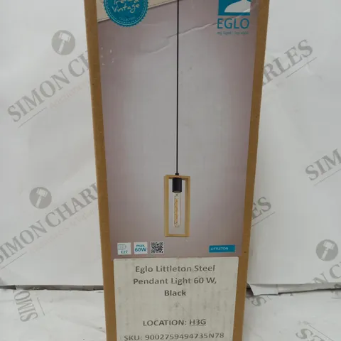 BOXED EGLO LITTLETON STEEL PENDANT LIGHT - 60W
