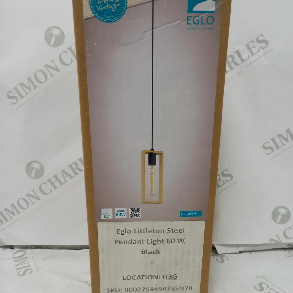 BOXED EGLO LITTLETON STEEL PENDANT LIGHT - 60W