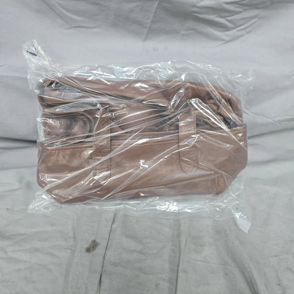 BROWN TAUPE WOMEN'S HANDBAG WITH TOP HANDLES