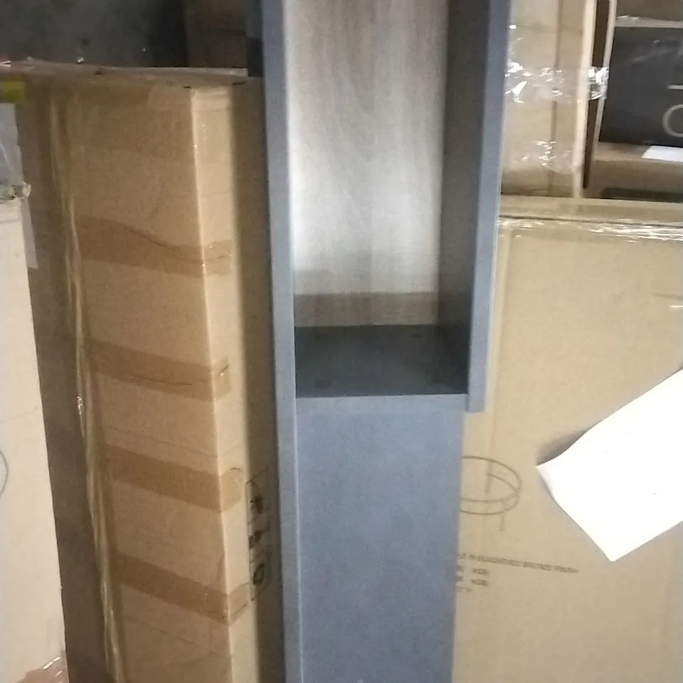 DARK GREY / LIGHT WOOD EFFECT WALL SHELF 