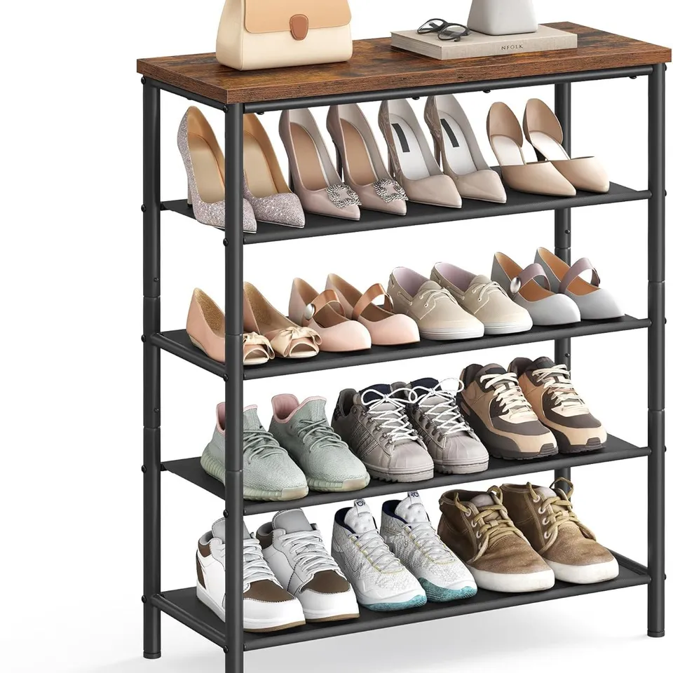 BOXED VASAGLE SHOE RACK 5 TIER, NARROW SHOE STORAGE ORGANISER