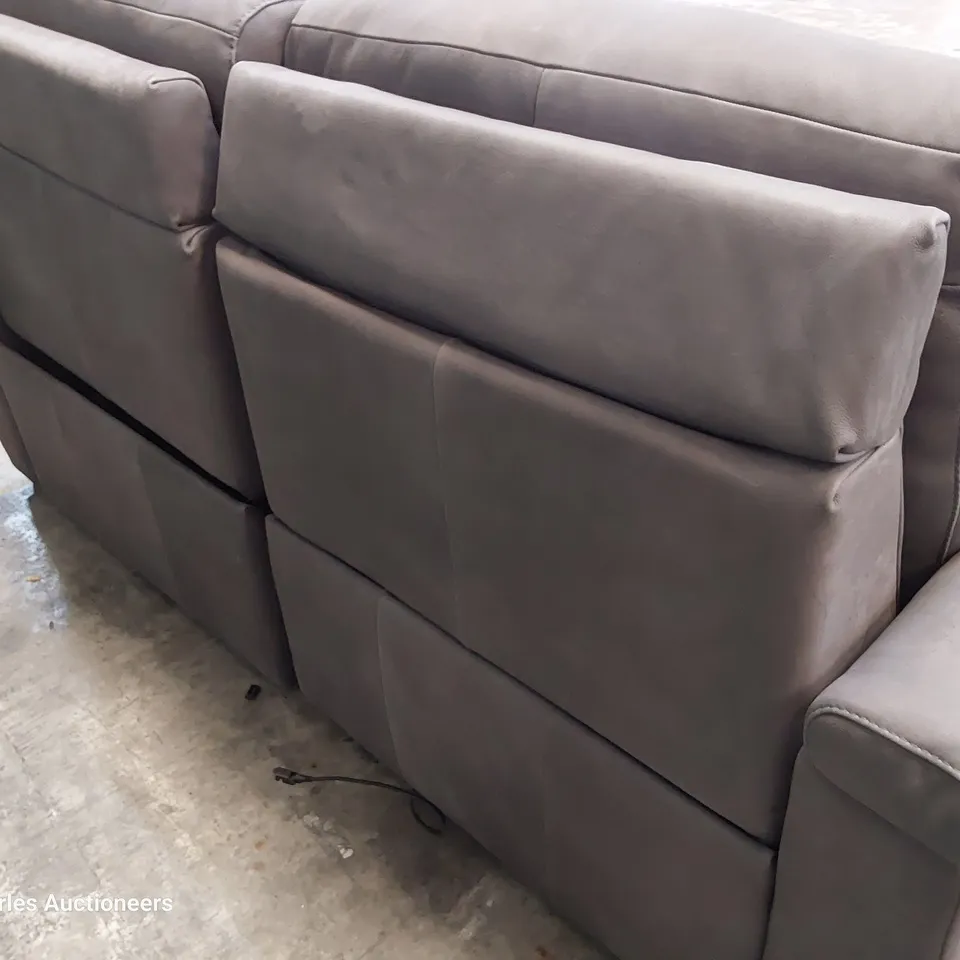 QUALITY ITALIAN DESIGNER ADRIANO POWER RECLINING TWO SEATER SOFA GREY SUEDE LEATHER 
