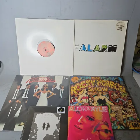 BOX OF APPROXIMATELY 9 ASSORTED VINYL'S TO INCLUDE - THE ALARM , ALOK & KYLIE ETC