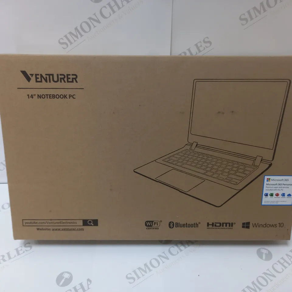 BRAND NEW BOXED VENTURER EUROPA 14 PLUS 14" FULL HD LAPTOP INTEL 2.6GHZ 64GB SSD 4GB RAM - BLACK
