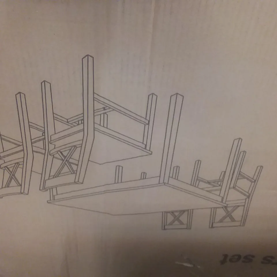 BOXED DANNY 4-PERSON SOLID WOOD DINING TABLE AND CHAIRS GREY