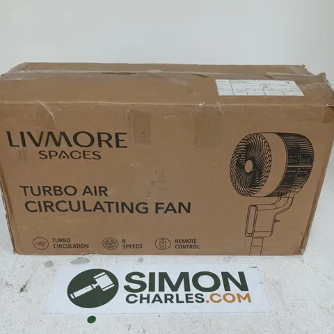 BOXED LIVMORE SPACES TURBO AIR CIRCULATING FAN