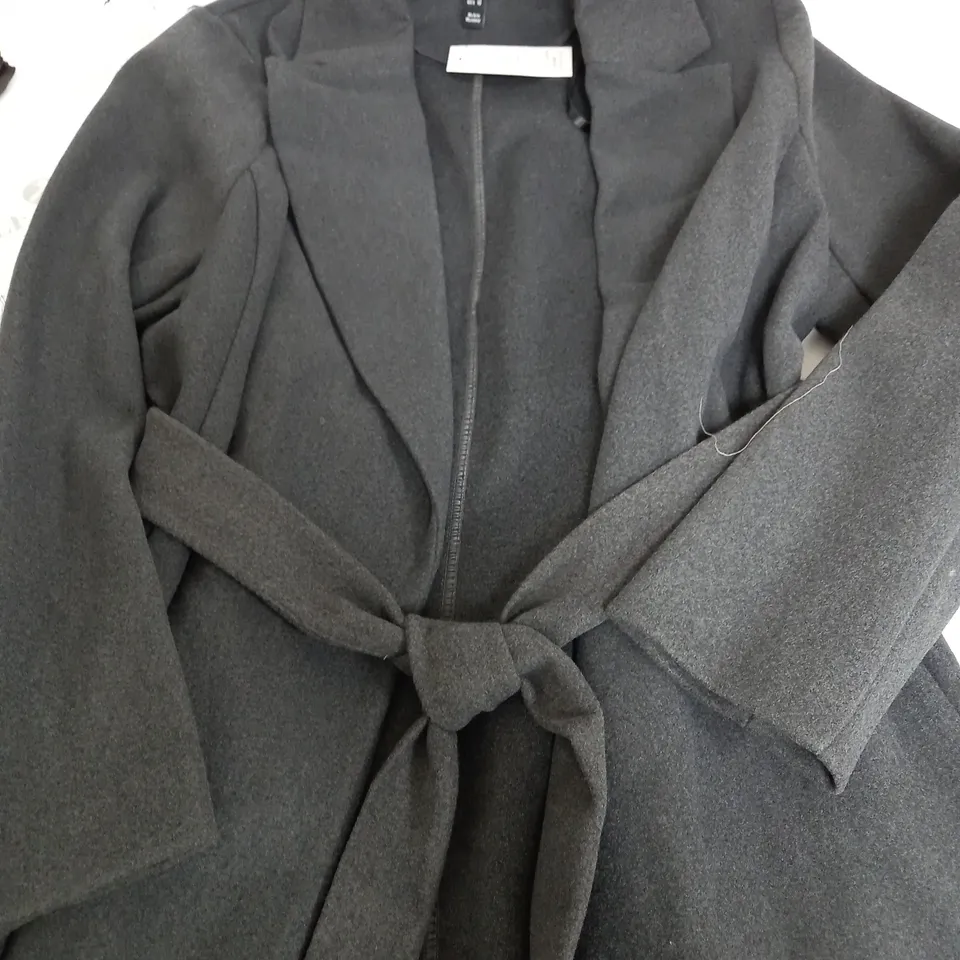 NEW LOOK LONG COAT IN CHARCOAL GREY - UK 14