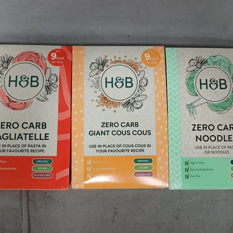 APPROXIMATELY 18 ASSORTED  H&B FOOD ITEMS TO INCLUDE ZERO CARB NOODLES, ZERO CARB GIANT COUS COUS, ETC