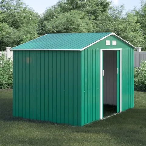 BOXED 6FT W × 9FT D GALVANISED STEEL APEX GARDEN SHED (3 BOXES)