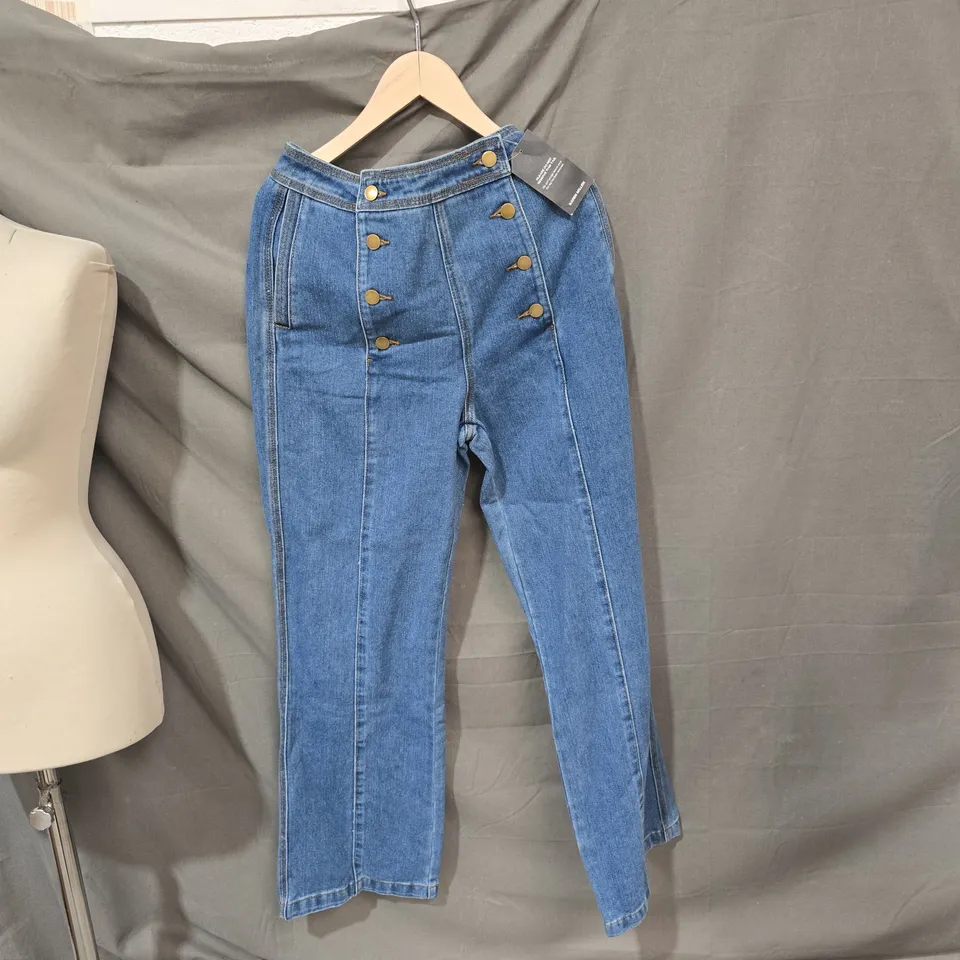 KAREN MILLEN DENIM JEANS – WOMEN'S BUTTON-DETAIL FRONT, UK 10 (EU 38, US 6)