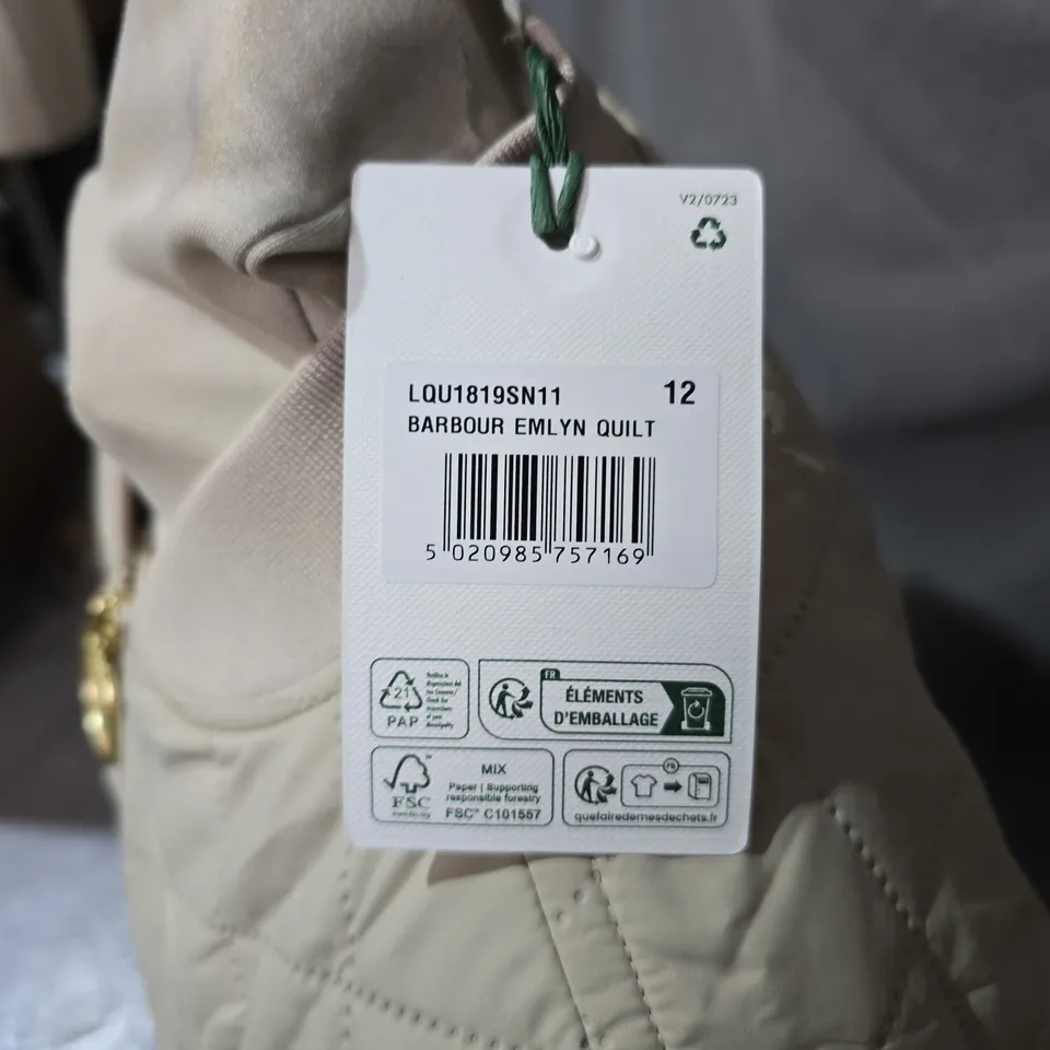 BARBOUR EMLYN QUILT JACKET – BEIGE QUILTED JACKET - UK 12