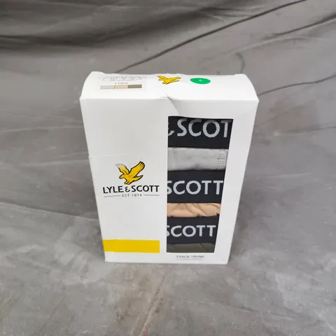 BOXED LYLE & SCOTT 3 PACK OF COTTON STRETCH TRUNKS - LARGE