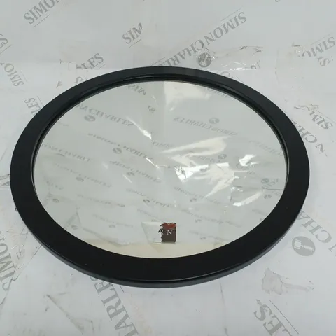 YEARN MIRROR 3CM WOOD FRAME BLACK WALL HOOK TO HANG 40CM ROUND