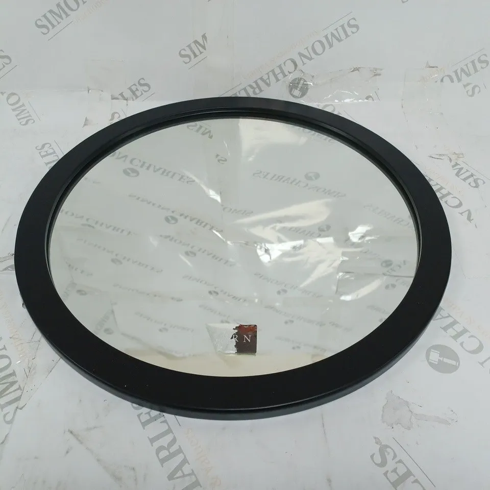 YEARN MIRROR 3CM WOOD FRAME BLACK WALL HOOK TO HANG 40CM ROUND