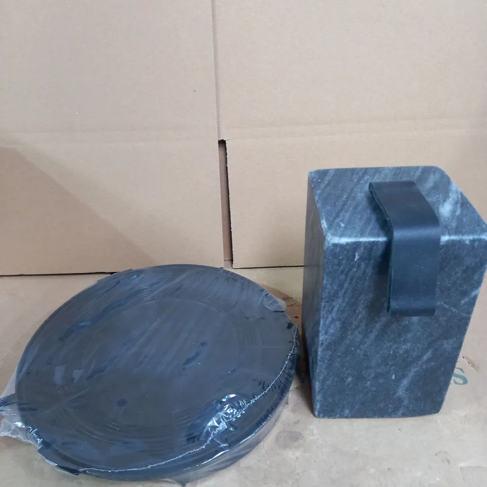 AMARA LIVING DECORATIVE MARBLE DOORSTOP WITH LEATHER STRAP