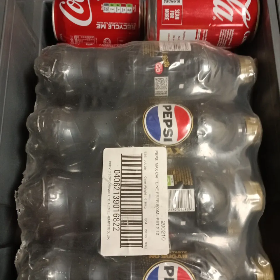 APPROXIMATELY 15 ASSORTED DRINKING PRODUCTS TO INCLUDE PEPSI MAX & COCA-COLA 