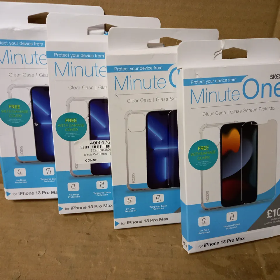 LOT OF 4 MINUTE ONE CLEAR CASES FOR IPHONE 13 PRO MAX