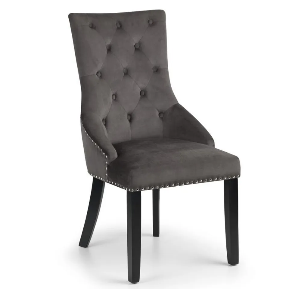 BOXED SET OF 2 VENETO KNOCKERBACK DINING CHAIRS - DARK GREY/BLACK (1 BOX)