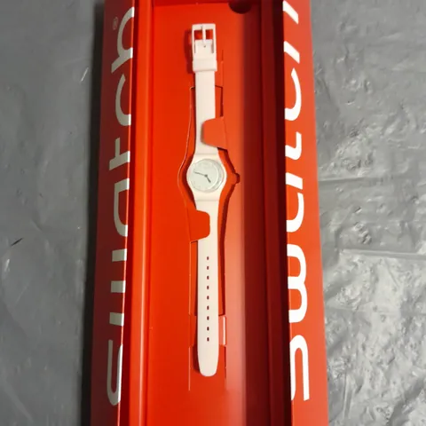 SWATCH LP150 PLASTIC WATCH IN WHITE