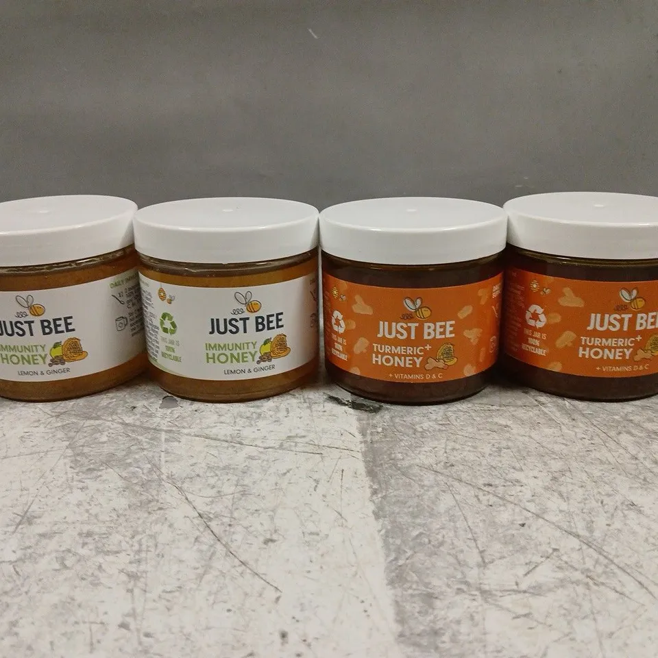 JUST BEE 4X260G ASSORTED HONEY TO INCLUDE - TUMERIC - IMMUNITY LEMON & GINGER