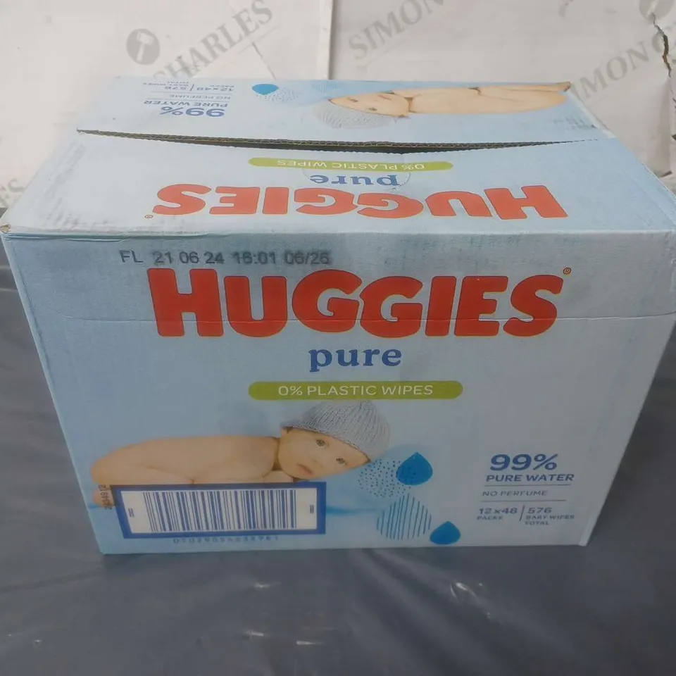 BOXED HUGGIES PURE 0% PLASTIC WIPES (576 TOTAL WIPES)