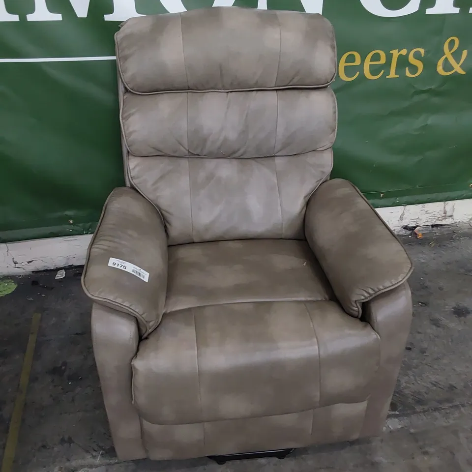 DESIGNER POWER RECLINING EASY CHAIR DAPPLE SILVER LEATHER 