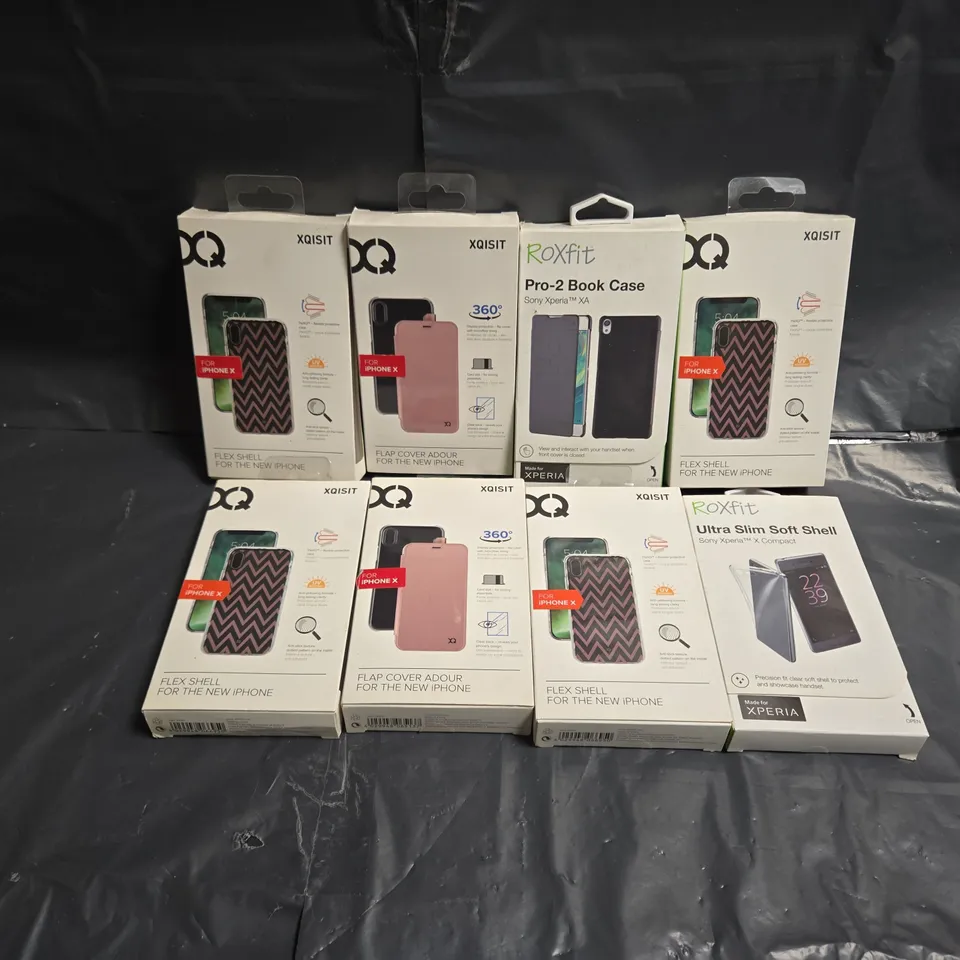 APPROXIMATELY 50 ASSORTED PHONE CASES IN VARIOUS STYLES & COLOURS FOR PHONES SUCH AS SONY XPERIA XA, IPHONE X, SONY XPERIA X COMPACT, ETC