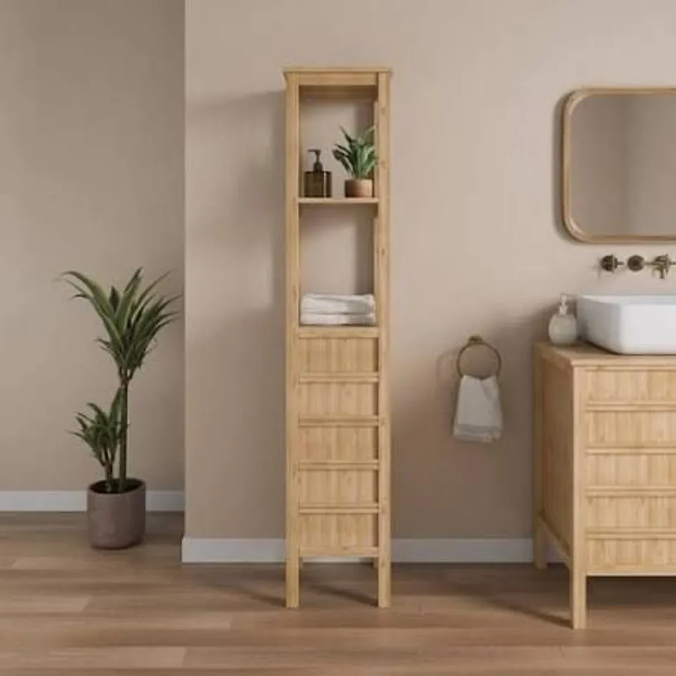 BOXED OTO TALLBOY STORAGE UNIT, BAMBOO (1 BOX)