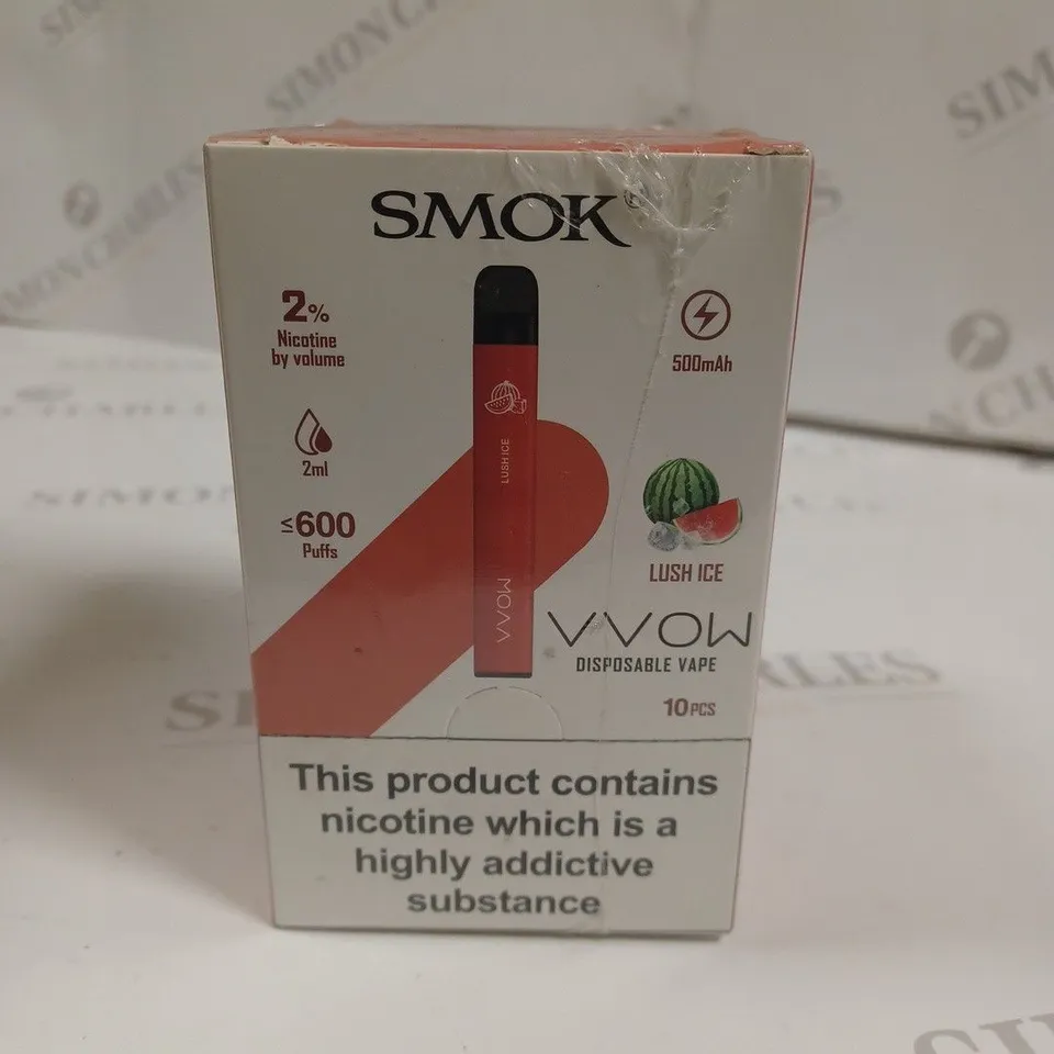 SEALED SMOK VVOW 10-PACK OF DISPOSABLE VAPES - LUSH ICE