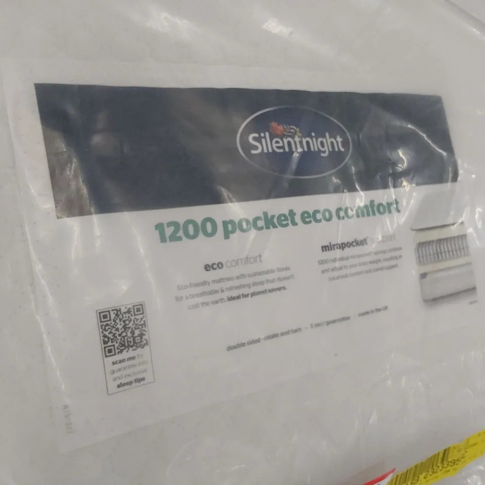 BAGGED 5' KINGSIZE DIVAN BED, COMPRISING SILENTNIGHT 1200 POCKET ECO COMFORT MATTRESS & DRAWER BASE 