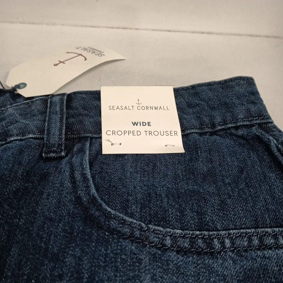 SEASALT CORNWALL WIDE CROPPED TROUSERS – INDIGO-DYED ORGANIC COTTON, UK 16 PETITE