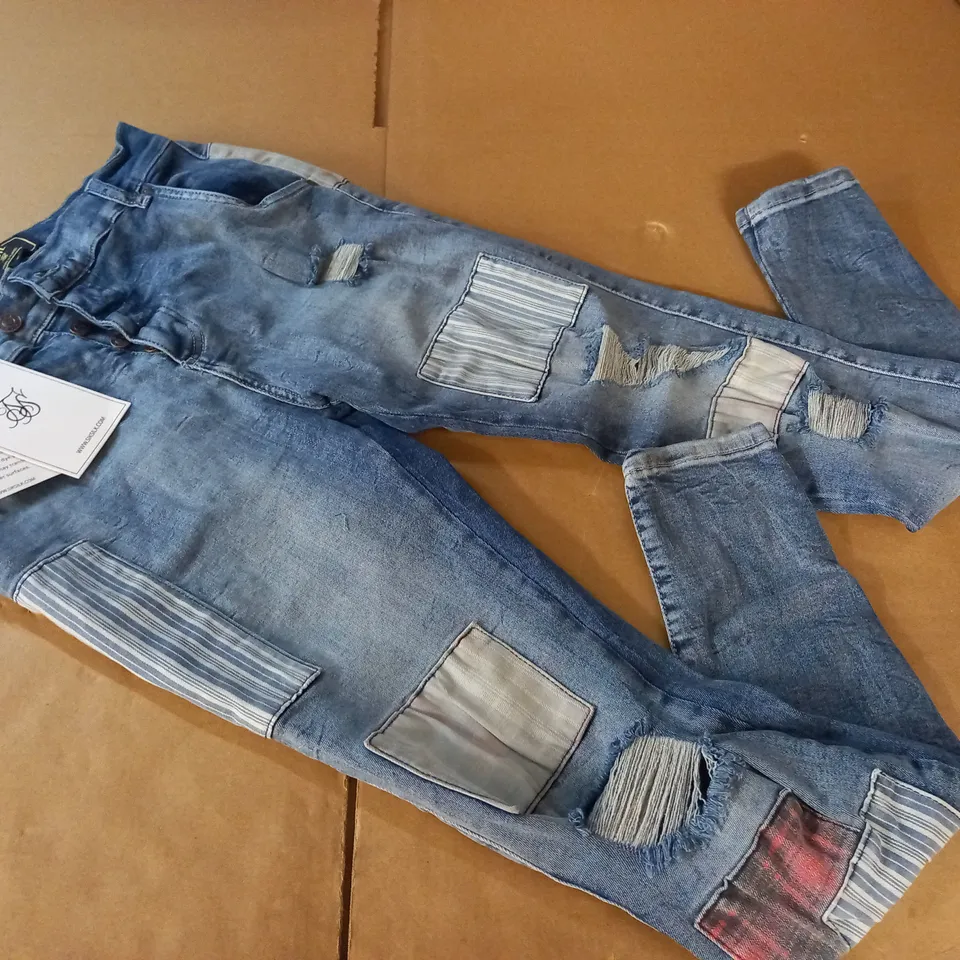 SIK SILK PATCHWORK SKINNY JEANS - M