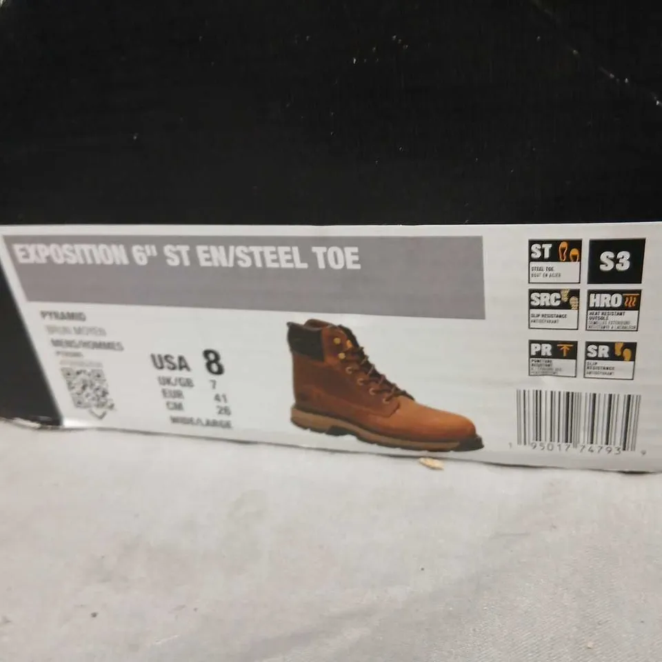 CAT BROWN LEATHER STEEL-TOE WORK BOOTS – UK 7 (US 8, EU 41)