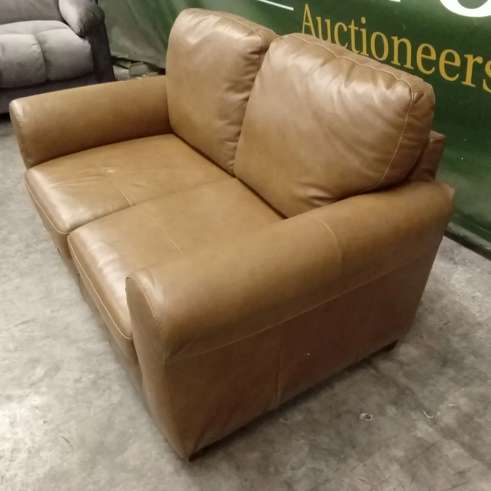BAILEY 2 SEATER LEATHER SOFA - TAN RRP £829