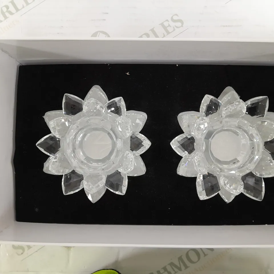 JM BY JULIEN MACDONALD PAIR OF LOTUS FLOWER TEALIGHT HOLDERS SMOKED/BLACK