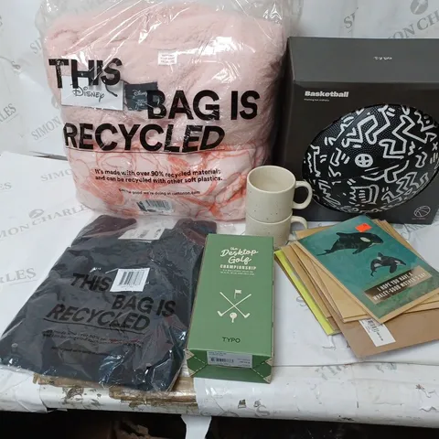 APPROXIMATELY 6 COTTON ON ITEMS INCLUDING BASKET BALL, THROW, NOTEBOOKS