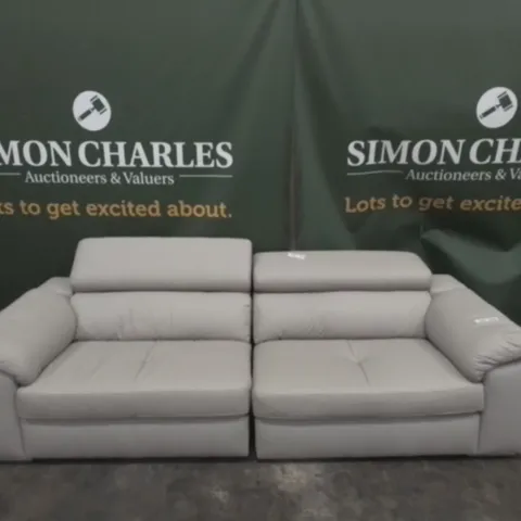 DESIGNER FAUX LEATHER THREE SEATER SOFA WITH ADJUSTABLE HEADRESTS