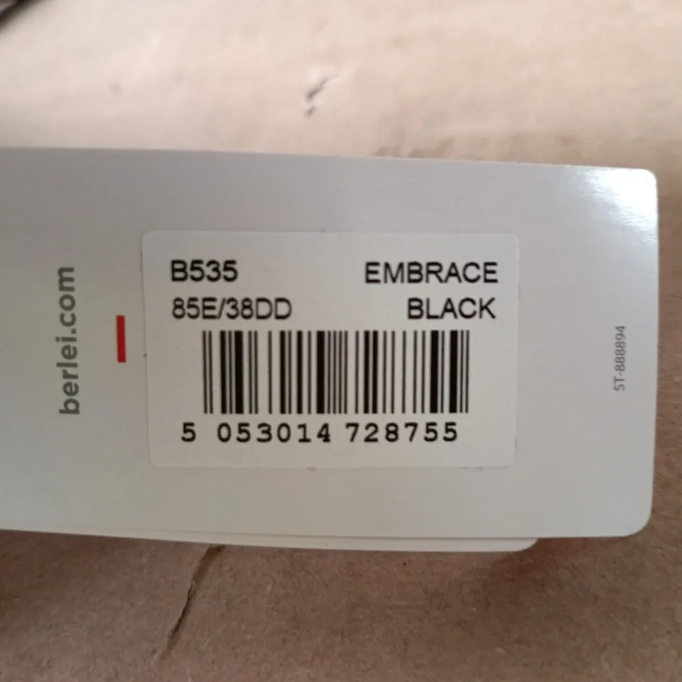 BERLEI EMBRACE BLACK STRAPLESS BRA UK 34E (EU 85E / US 38DD)