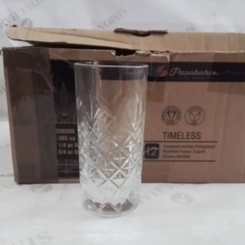 BOXED PASABAHCE TIMELESS GLASSES APPROXIMATELY 12