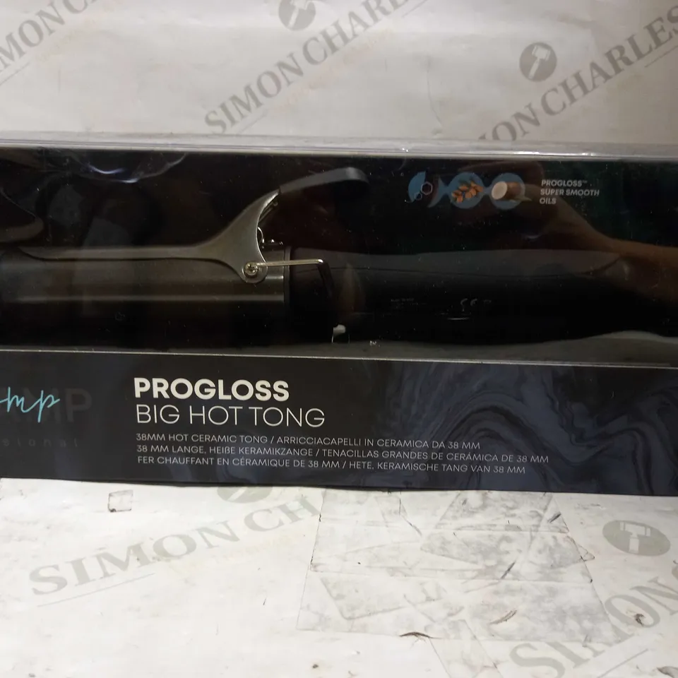 BOXED REVAMP PROFESSIONAL PROGLOSS BIG HOT TONG 38MM CERAMIC CURLING TONG