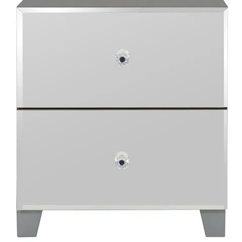 BELLAGIO MIRRORED 2 DRAWER BEDSIDE CHEST, GREY - COLLECTION ONLY