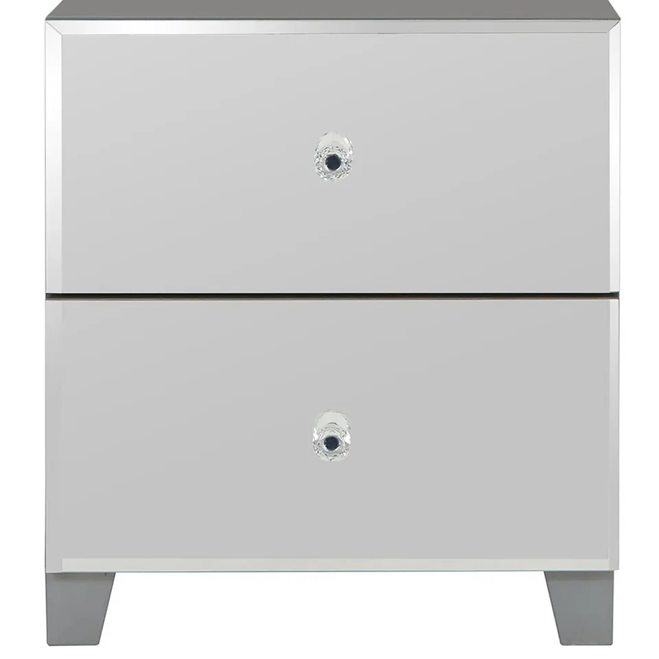 BELLAGIO MIRRORED 2 DRAWER BEDSIDE CHEST, GREY - COLLECTION ONLY RRP £109.99