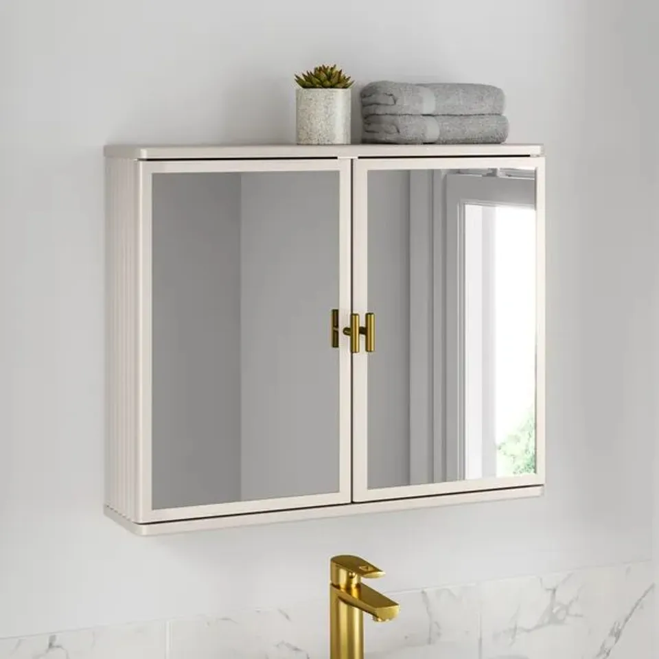 BOXED ELSIE MIRROR WALL CABINET - STONE (1 BOX)