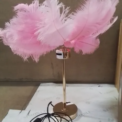 BOXED MODERN FEATHER LAMPSHADE/TABLE LAMP