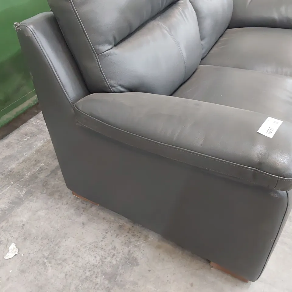 DESIGNER TWO SEATER SOFA STEEL GREY LEATHER 