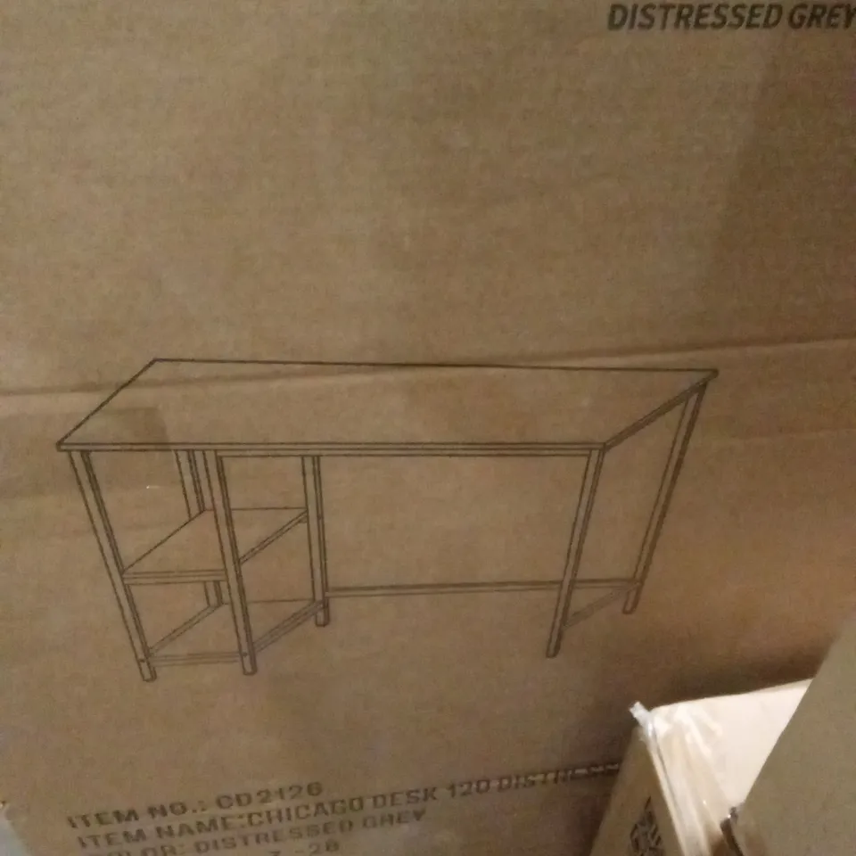 BOXED CHICAGO DESK DISTRESSED GREY 
